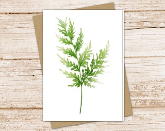 fern leaf card set .  watercolor fern note cards . nature outdoors. blank cards notecards . folded stationery, stationary