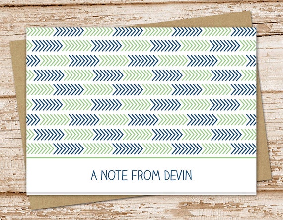 personalized arrow note cards . notecard set . personalized stationery . custom stationary . folded cards . set of 10 Il_570xn