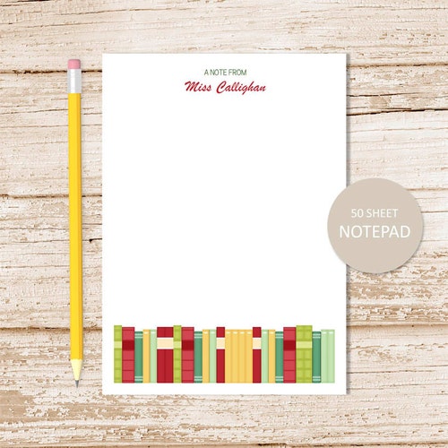 Personalized Notepad . SCHOOL BOOKS Notepad . Teacher Note Pad Etsy