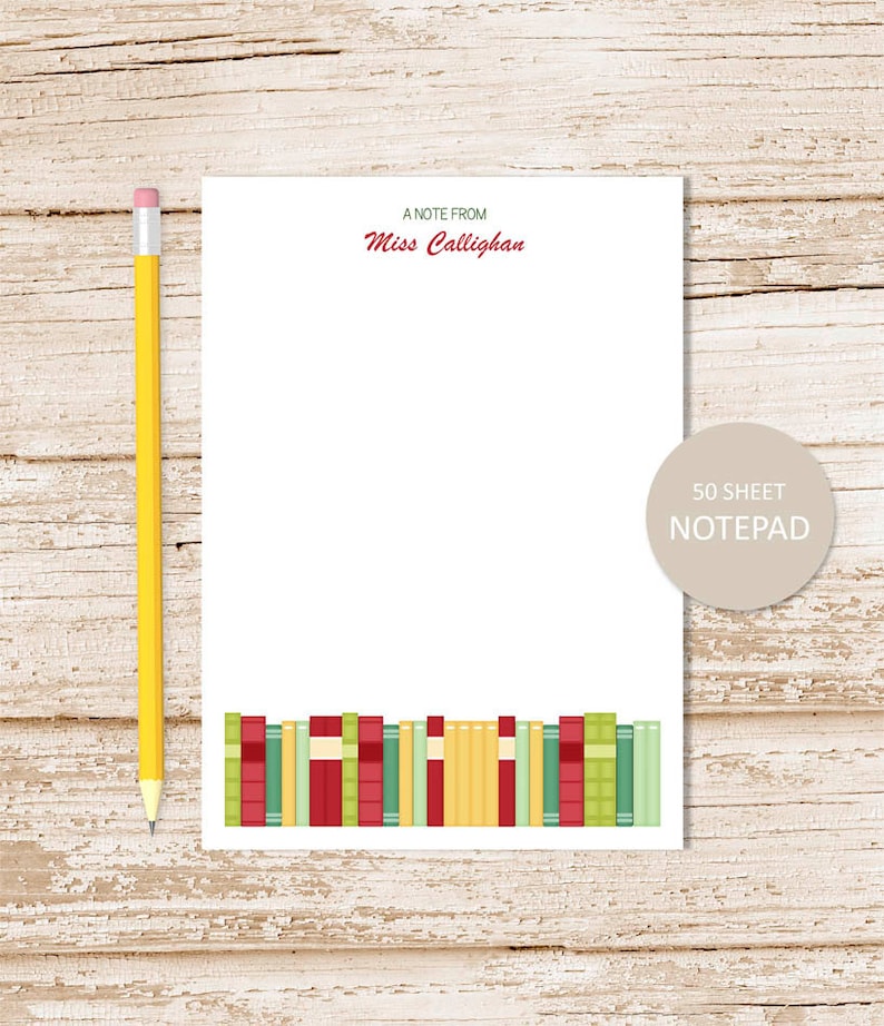 Personalized Notepad . SCHOOL BOOKS Notepad . Teacher Note Pad Etsy