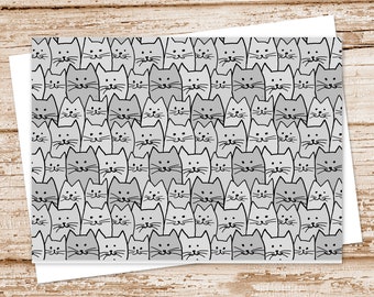 cats card set .  gray cats note cards, notecards . cat, feline, pet . blank note cards . folded stationery . stationary set