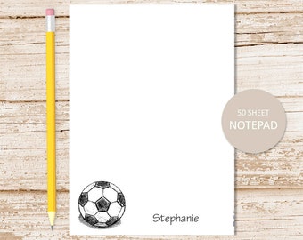 personalized notepad . SOCCER  SILHOUETTE . soccer note pad . personalized stationery . silhouette stationary, sports, color choice