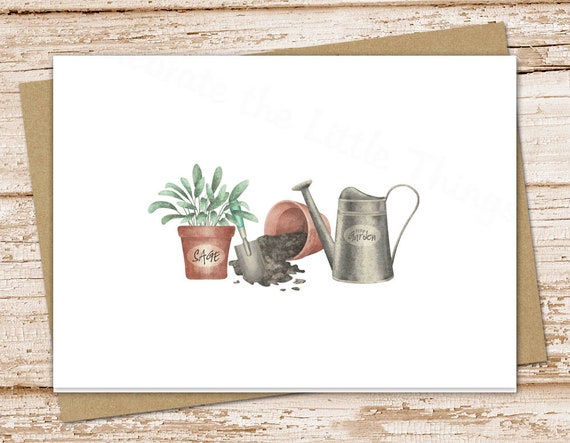 herbs card set . stationery set . gardening cards . greeting cards notes . watercolor plants gardener . folded stationary . blank cards set Il_570xn