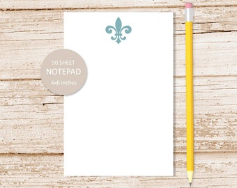 fleur de lis notepad . note pad . business, formal, wedding stationery, stationary | 4x6 inches