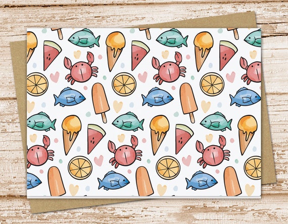 Beach Note Cards Fish Note Card Set Set of 8 Personalized Summer Note Cards