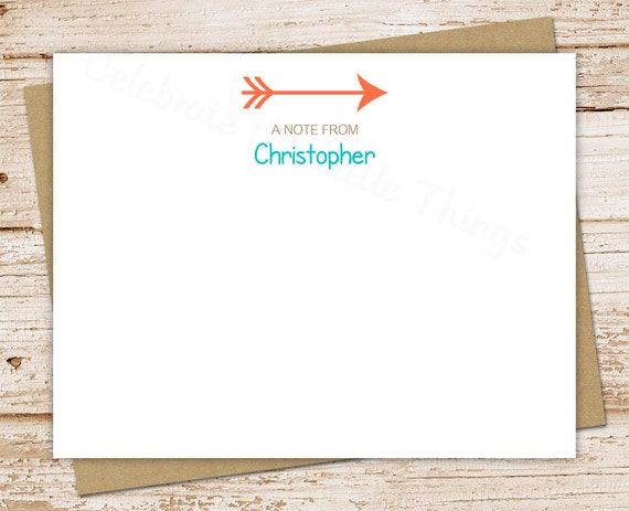 PRINTABLE personalized arrow note cards . tribal arrows notecards . personalized stationery . stationary . FLAT cards . You Print Il_570xn