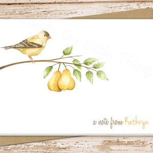 pear tree personalized stationery set . autumn notepad note card set . notecards note pad . watercolor nature, birds stationary gift set image 2