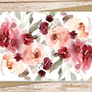 watercolor flowers note card set .  bohemian floral notecards . botanical, nature . blank note cards . folded stationery . stationary set