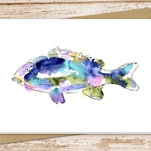 watercolor fish card set .  colorful fish note cards . fishing. blank note cards . folded stationery . stationary set