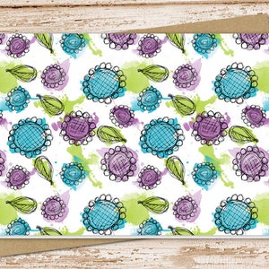 blue purple flowers note card set .  watercolor notecards . floral, nature . blank note cards . folded stationery . stationary set