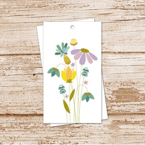 wildflower gift tags, meadow fowers, floral, nature, bouquet cardstock tags, favor tags - set of 8
