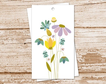 wildflower gift tags, meadow fowers, floral, nature, bouquet cardstock tags, favor tags - set of 8