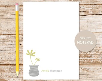 Personalized Potted Plant Notepad: Floral Vase Stationery