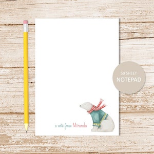Personalized Polar Bear Notepad: Watercolor Stationery