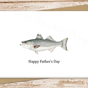 Father&#39;s Day card set . watercolor fish . striped bass  . fisherman, fishing . blank cards . folded stationery