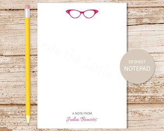 personalized notepad . GLASSES notepad . eyeglasses note pad . personalized stationery . vintage glasses stationary notepad