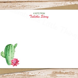 personalized stationery, stationary . cactus, cacti note cards, watercolor succulents notecards . FLAT stationery . set of 12