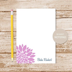 Personalized Dahlia Flower Notepad: Women&#39;s Stationery
