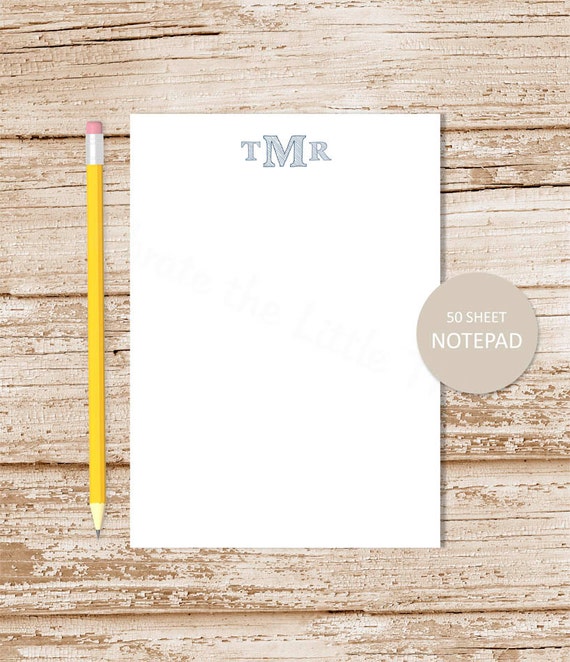 personalized notepad . sketched monogram note pad . personalized stationery . initials stationary Il_570xn