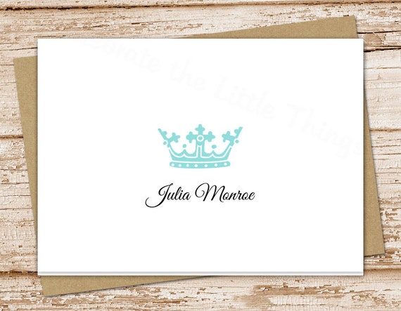 crown note cards, notecards . personalized stationery, stationary . royalty, royal crown . set of 10 Il_570xn