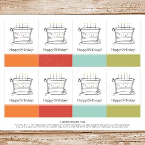 PRINTABLE happy birthday gift tags, stickers, labels, favor tags birthday cake multiple colors INSTANT DOWNLOAD You Print image 2