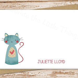 Personalized Cat Stationery Set . Patchwork Cat Notepad + Note Card Set ...