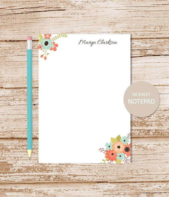 personalized floral notepad . FLORAL BUNCH . flower note pad . flowers notepad . personalized stationery . botanical stationary Il_570xn