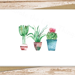Watercolor Cactus Card Set: Succulent Greeting Notes