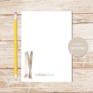 Personalized Ski Notepad: Watercolor Winter Sports Stationery