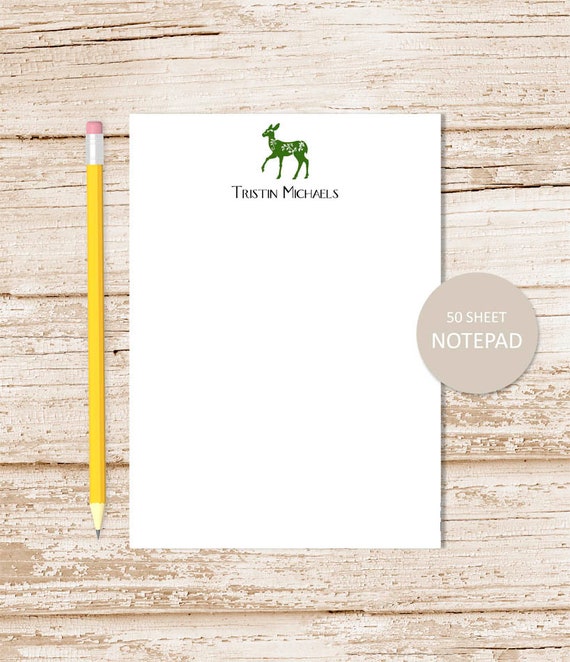 personalized notepad . DEER notepad . personalized stationery . writing paper . stationary . deer note pad Il_570xn