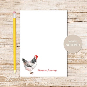 personalized notepad . CHICKEN notepad . watercolor chickens note pad . farm . personalized stationery stationary image 1