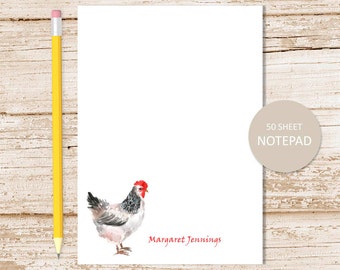 Personalized Chicken Notepad: Watercolor Farm Stationery, Note pad