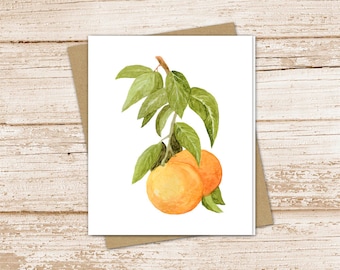 oranges card set .  watercolor orange branch note cards . citrus fruit nature. blank note cards . folded stationery . stationary set