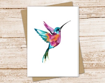 hummingbird card set .  hummingbird note cards . watercolor birds . bird watcher gift, nature . blank cards . folded stationery stationary