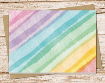 watercolor rainbow notecard set .  striped, stripes notecards . thank you . blank cards . folded stationery . stationary set . girls