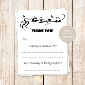 DRUCKBARE Musik Dankeschön Karten. füllen Sie die Angaben zum Geburtstag aus danke . musiknoten,musikalisch. SOFORTIGER DOWNLOAD