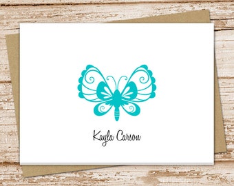 personalized butterfly note cards . butterfly notecards . personalized stationery . stationary . folded cards . set of 10