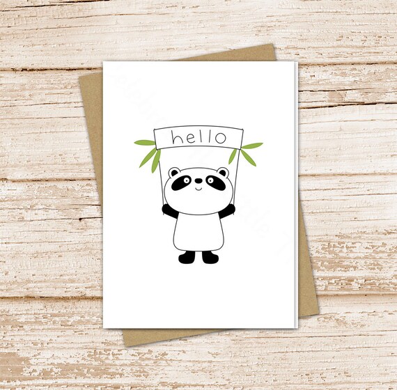 panda card set . panda bear note cards . cute hello blank cards notecards . folded stationery stationary set Il_570xn