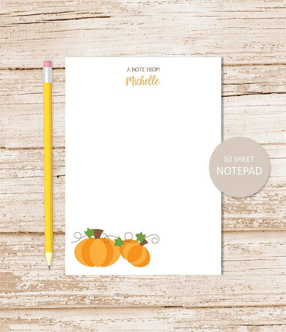 personalized notepad . PUMPKINS . pumpkin notepad . autumn, fall note pad . fruit, nature . personalized stationery, stationary Il_570xn