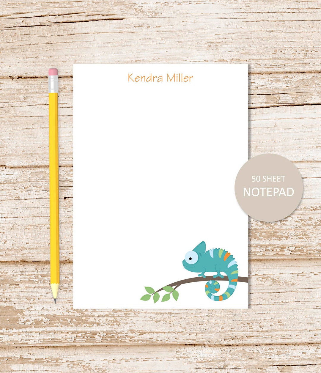 Personalized Notepad . CHAMELEON . Notepad . Blue or Green . Reptile ...