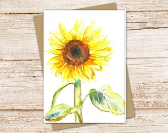 sunflower card set .  watercolor sunflowers note cards . yellow floral flower botanical . blank notecards . folded stationery stationary