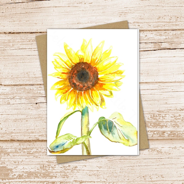 sunflower card set .  watercolor sunflowers note cards . yellow floral flower botanical . blank notecards . folded stationery stationary