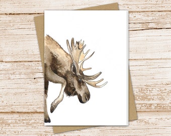 moose card set .  watercolor moose note cards . elk animal wildlife . blank cards notecards . folded stationery . thank you . stationary set