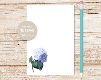 Blue Hydrangea Notepad: Floral Stationery (4x6 inches)