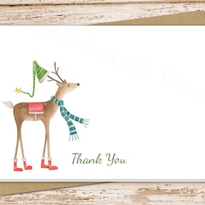 christmas thank you cards . watercolor reindeer . folded notecards . stationery . holiday note cards