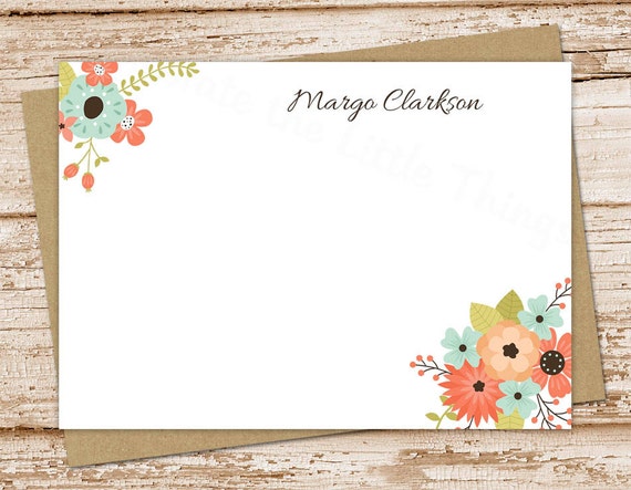 personalized note card set . FLORAL BUNCH . botanical notecards . womens  personalized FLAT stationery stationary flowers . set of 12