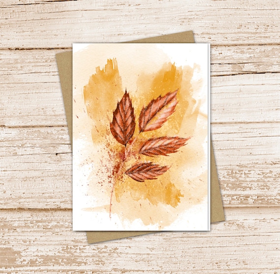 jeu de cartes de feuilles d'automne à l'aquarelle. feuilles d'automne  cartes de correspondance. Feuille orange rouge rouille. cartes vierges  cartes