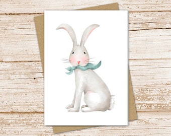 rabbit card set . Easter cards .  watercolor spring bunny note cards .  blank cards notecards . folded stationery . stationary set