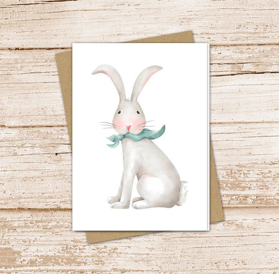 rabbit card set . Easter cards . watercolor spring bunny note cards . blank cards notecards . folded stationery . stationary set Il_570xn
