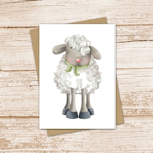 Watercolor Lamb Card Set: Spring Easter Note Cards